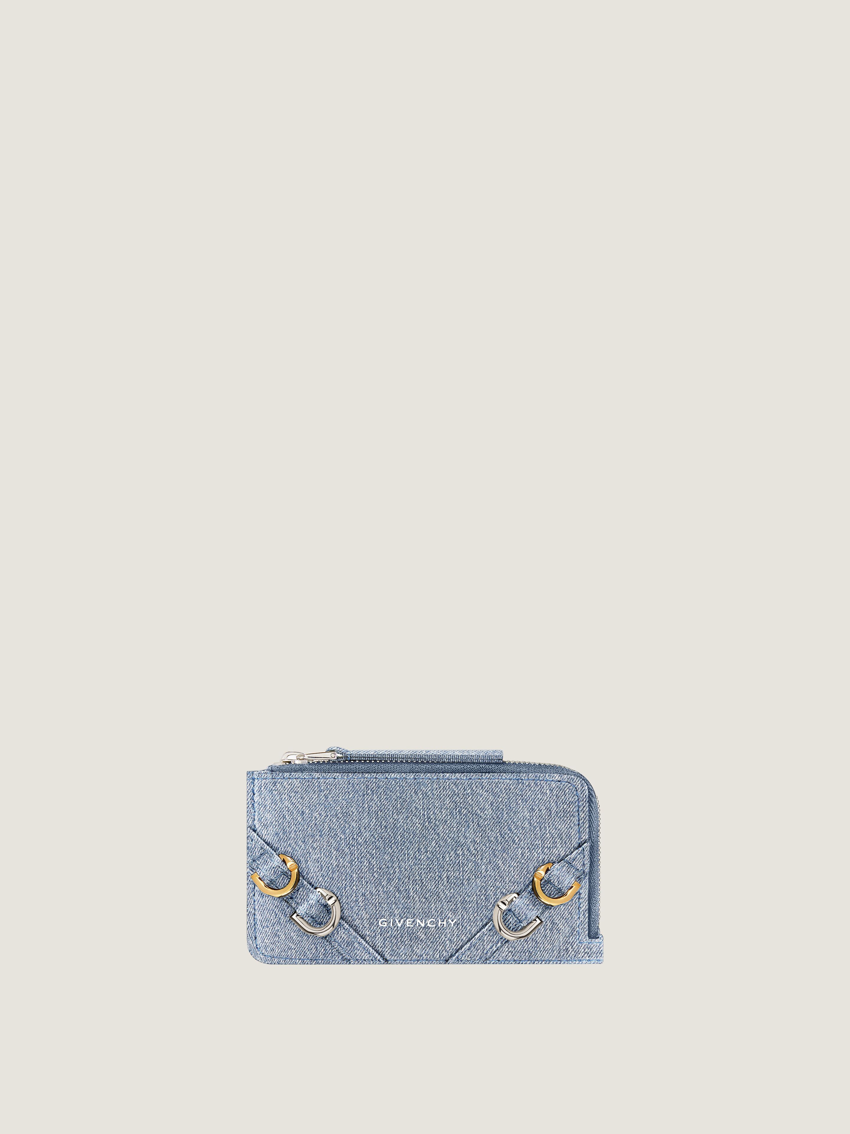 Voyou zipped card holder in denim
